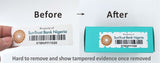 Custom destructible tamper evident asset labels with barcode and serial numbers printed - fccprint