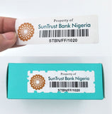 Custom destructible tamper evident asset labels with barcode and serial numbers printed - fccprint