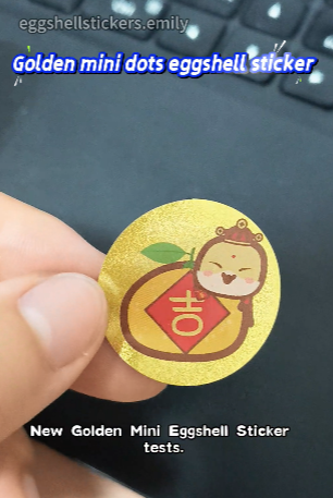 New golden mini dots eggshell sticker tests #goldeneggshellstickers #eggshellstickers #streetslaps