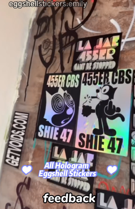 Hologram eggshell stickers feedback @ #eggshellstickers #graffitistickers #streetslaps #streetslaps