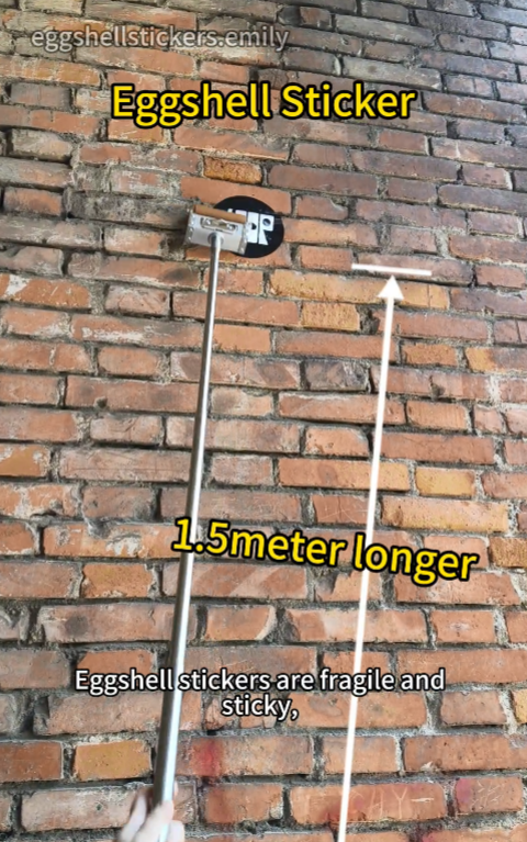 Sticker pole tests for 15cm round eggshell sticker #eggshellstickers #stickerpole #streetslaps #art