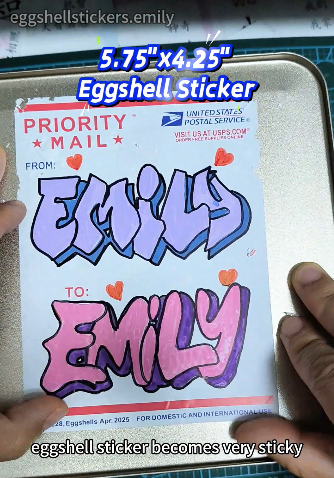 Blank usps eggshell sticker tests on metal. #eggshellstickers #streetart #uspseggshell #stickerwars