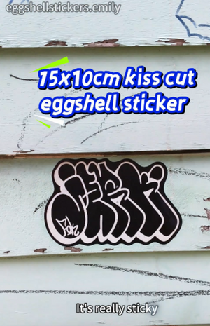 Kiss cut throw up eggshell sticker 15x10cm tests #eggshellstickers #eggshellstickersemily #streetart