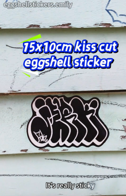 Kiss cut throw up eggshell sticker 15x10cm tests #eggshellstickers #eggshellstickersemily #streetart