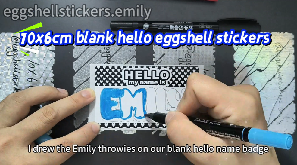 I drew throwies on our blank eggshell sticker and tested on plastic #e ...