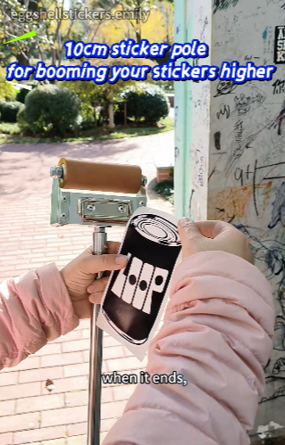 10cm wide roller extensional sticker pole with smooth bearings #eggshellstickers #stickerpole
