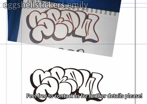 Would you like to turn your throwies into stickers? #throwies #throwups #eggshellstickers #throwup