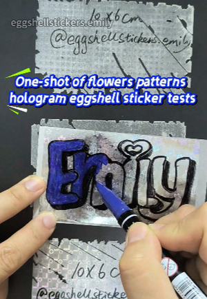 One shot of flower bloom hologram eggshell sticker tests #hologrameggshellstickers #eggshellstickers