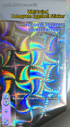 Now you could choose any one of these 11 hologram patterns to print your hologram eggshell stickers