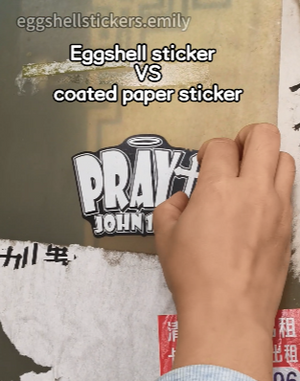 Eggshell sticker VS coated paper stickers #eggshellstickers #eggshellstickersemily #eggshellsticker