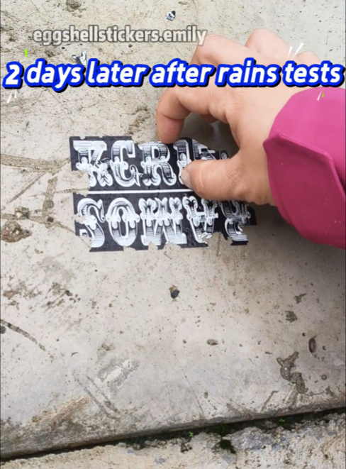 Eggshell sticker 3 days tests on Cement #eggshellstickers #eggshellstickersemily #streetslaps