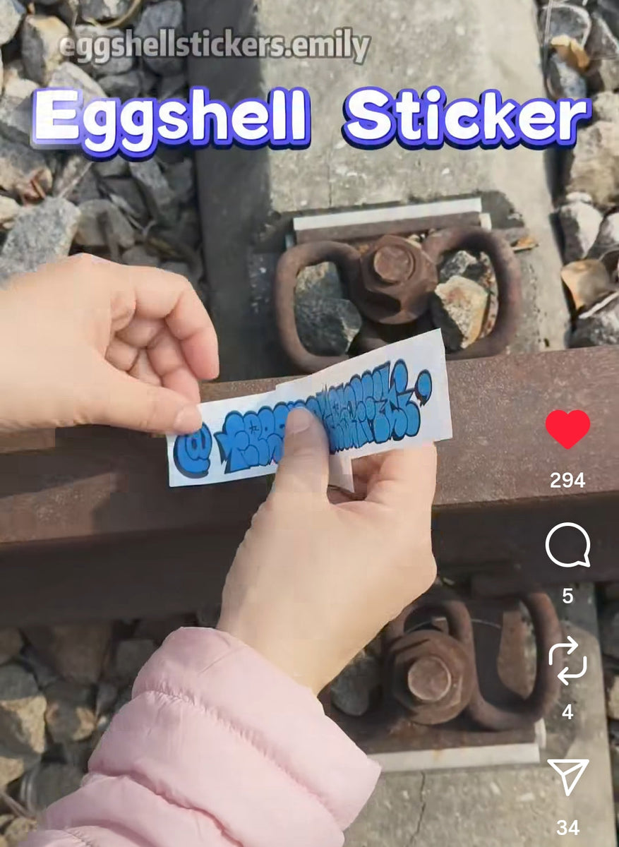 Throwies eggshell sticker tests on railway #eggshellstickersemily #egg ...