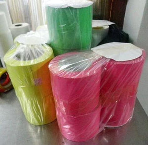 Fluorescent color eggshell sticker material in rolls
