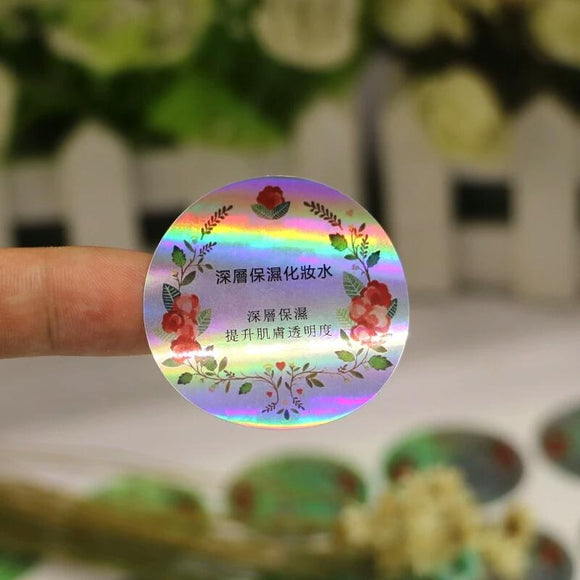 hologram vinyl labels printed with colors designs