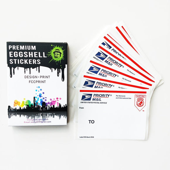 Free shipping 50pcs/100pcs Red Map USPS Priority Mail Eggshell Stickers For Sale Size 4.75